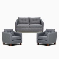 Juego de Living Barra Design Elena Sofá 2 Cuerpos + Dos Sillones 1 Cuerpo Gris