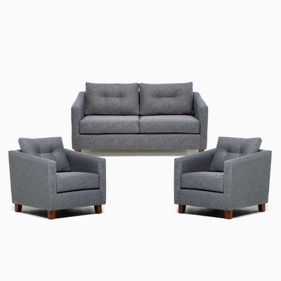 Juego de Living Barra Design Elena Sofá 2 Cuerpos + Dos Sillones 1 Cuerpo Gris