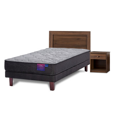 Cama Europea Flex 1,5 Plazas Therapedic Plus + Respaldo + Velador Asturias
