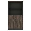 Biblioteca TuHome Home Office 2 Puertas Negro Soft Coñac