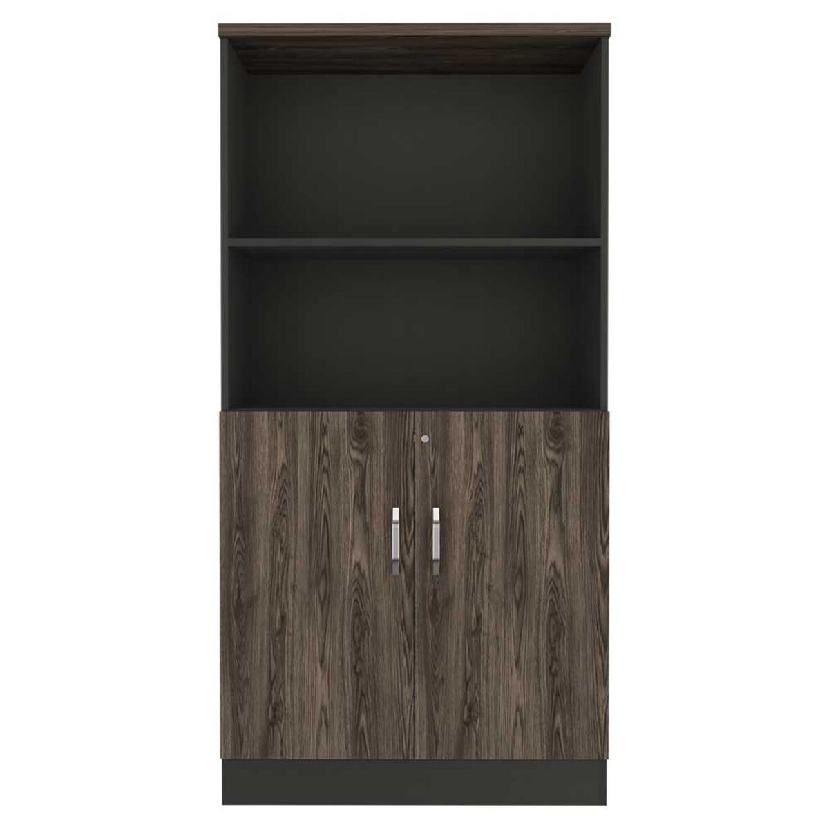 Biblioteca TuHome Home Office 2 Puertas Negro Soft Coñac