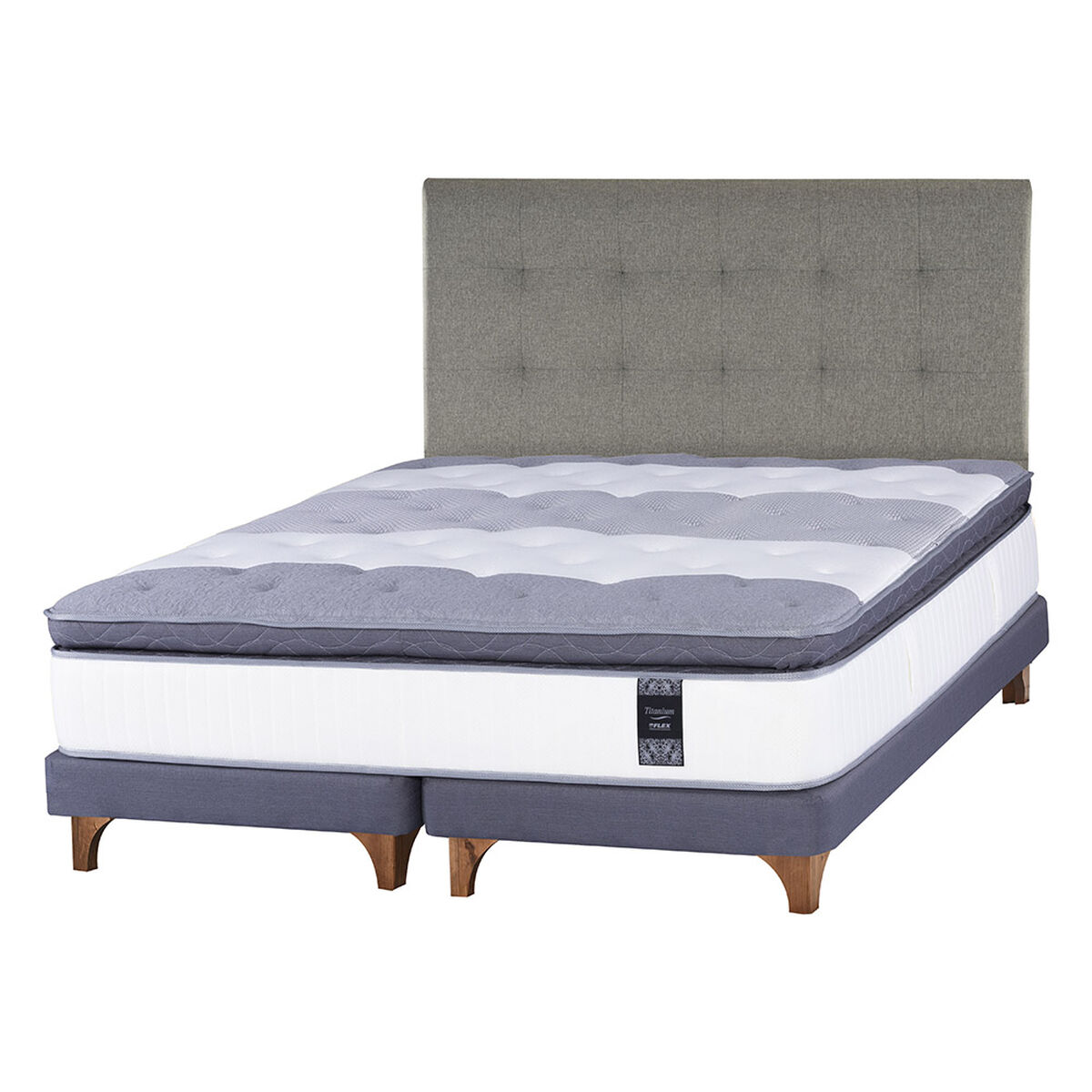 Cama Europea Titanium New Super King + Respaldo Design Gris