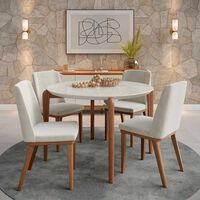 Comedor Decocasa Donatella 4 Sillas Off White Castaño