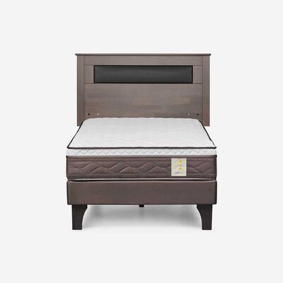 Imagen 1 del producto Cama Europea Rosen 1 Plaza New Style 4 Plus + Respaldo Ferrera Gris