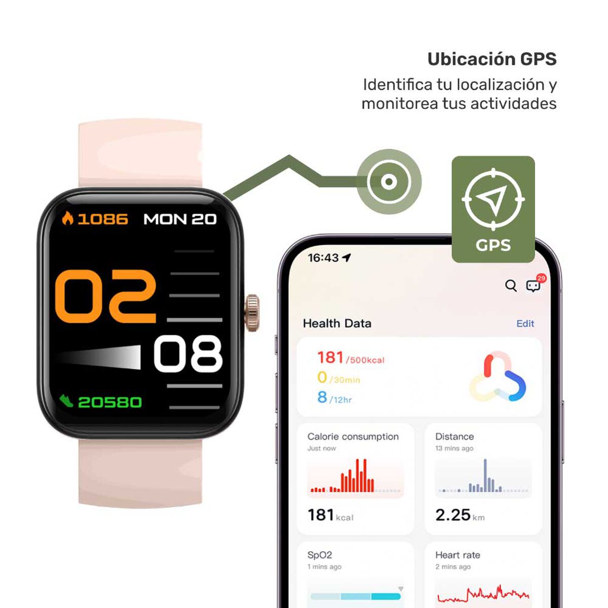 Smartwatch Lhotse GPS MoveOn 7 Pink 37/38mm
