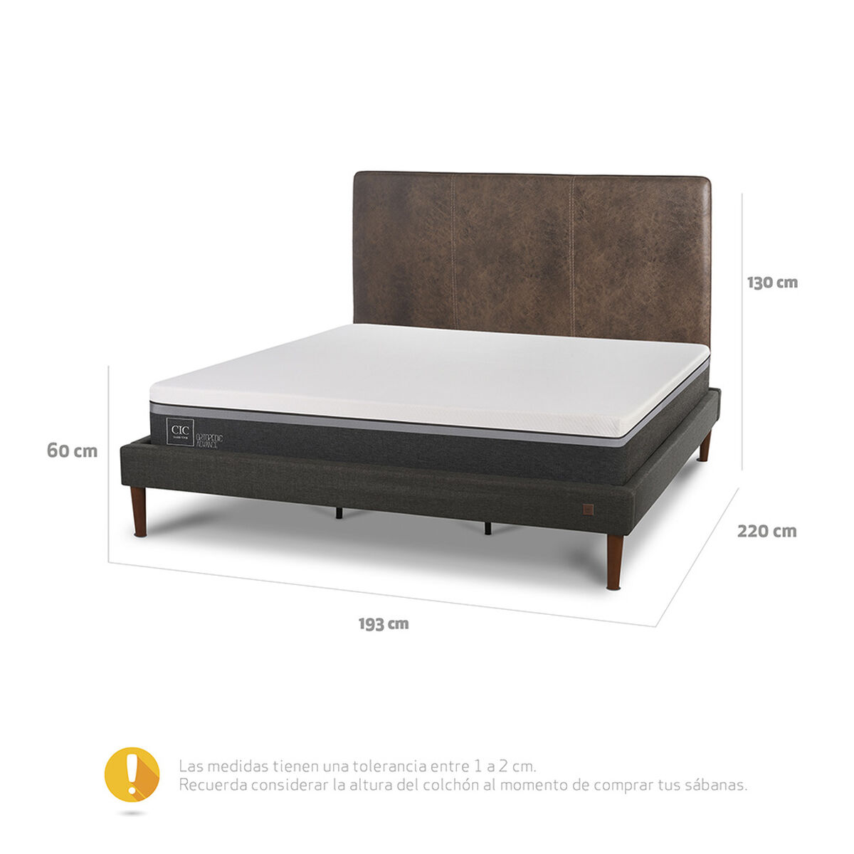 Cama Europea CIC King Ortopedic Advance + Respaldo Baker