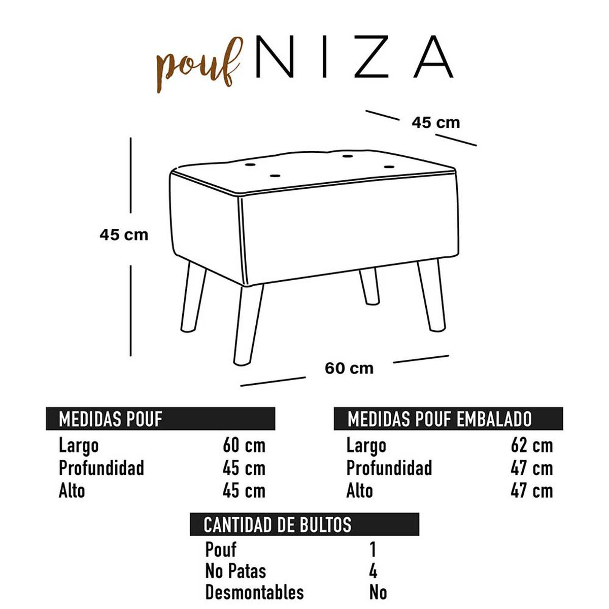 Pouf Latam Home Niza Tela Velvet Turquesa