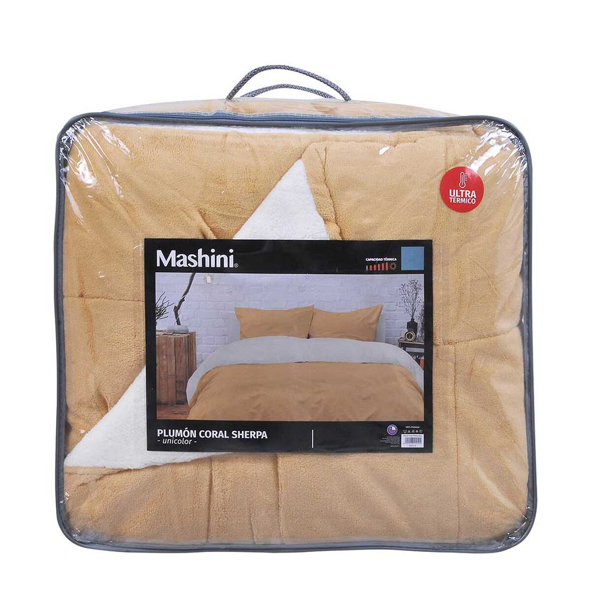 Plumón Coral Mashini 2 Plazas Liso Amarillo