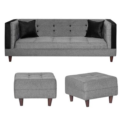 Imagen 1 del producto Juego de Living Diseño A&M Home Santa Monica Sofá 3 Cuerpos + 2 Pouf 1 Cuerpo  Gris