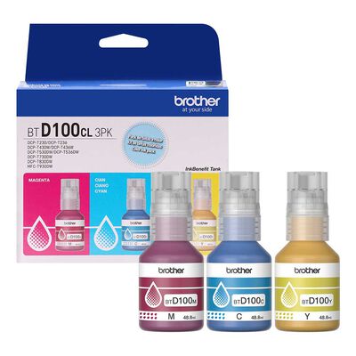 Pack 3 Tintas Brother BTD100CL3PK Cian, Magenta y Amarillo