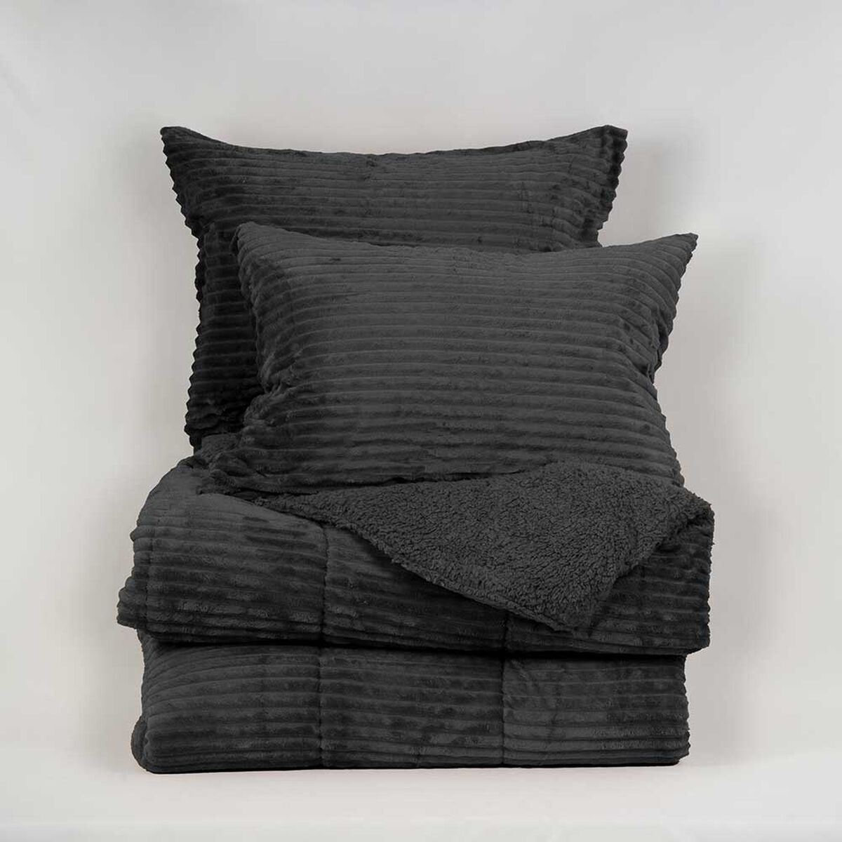 Plumón Liso Mashini 2 Plazas Corduroy Coral Sherpa Marengo