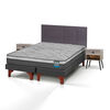 Cama Europea Flex 2 Plazas Dream Pocket Box B/D + Respaldo Royal Grafito + Velador Rock