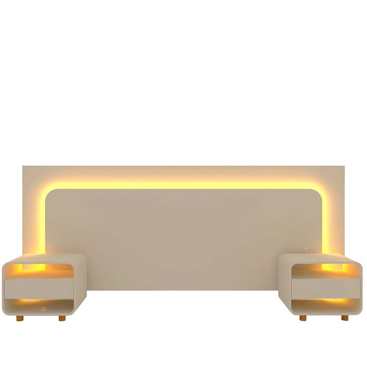 Respaldo 2 Plazas + 2 Veladores Decocasa Innova Led Off White