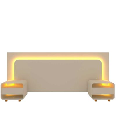 Respaldo 2 Plazas + 2 Veladores Decocasa Innova Led Off White