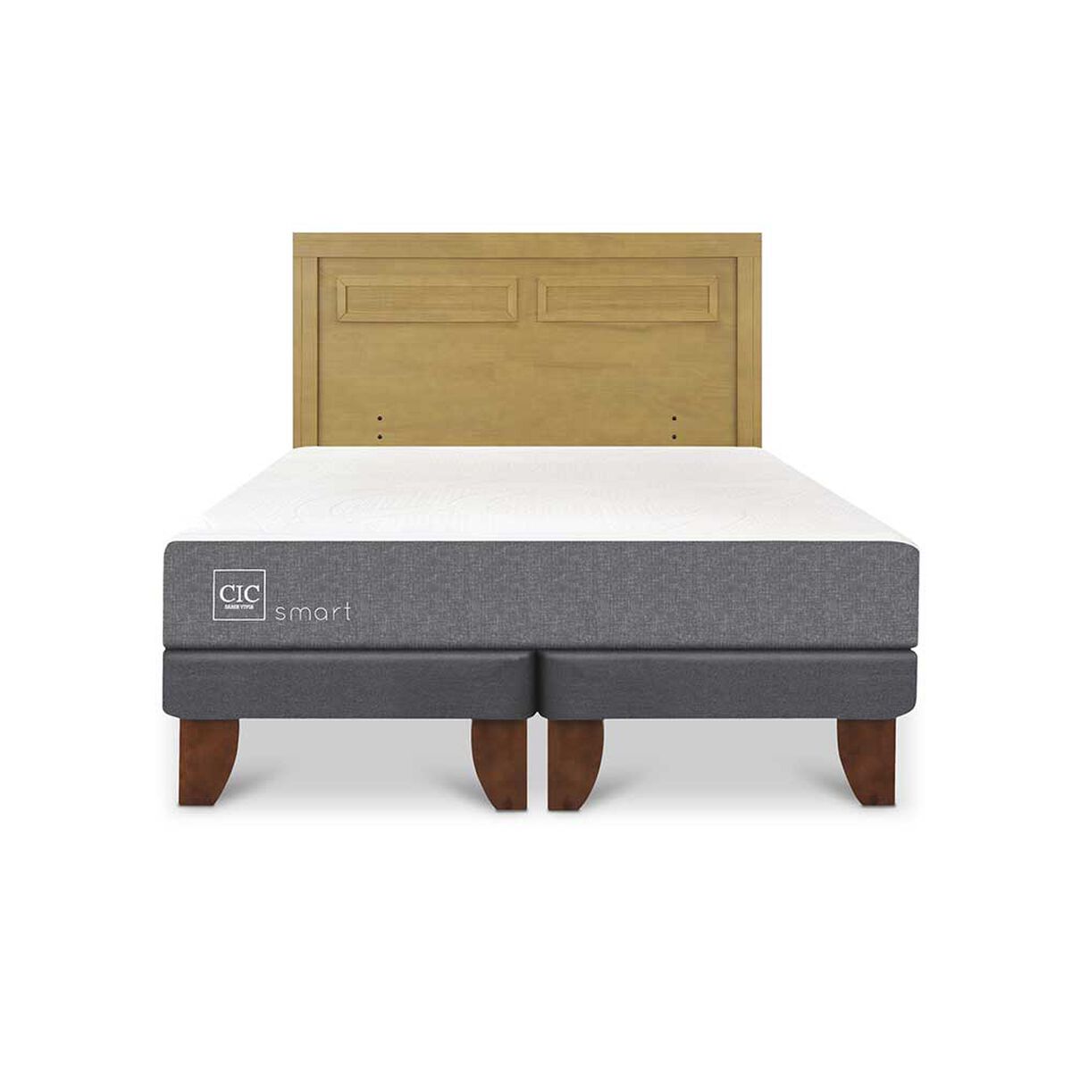 Cama Europea CIC Base Dividida 2 Plazas Balance + Respaldo Milan Mostaza