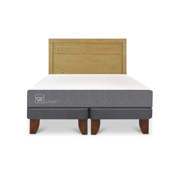 Cama Europea CIC Base Dividida 2 Plazas Balance + Respaldo Milan Mostaza