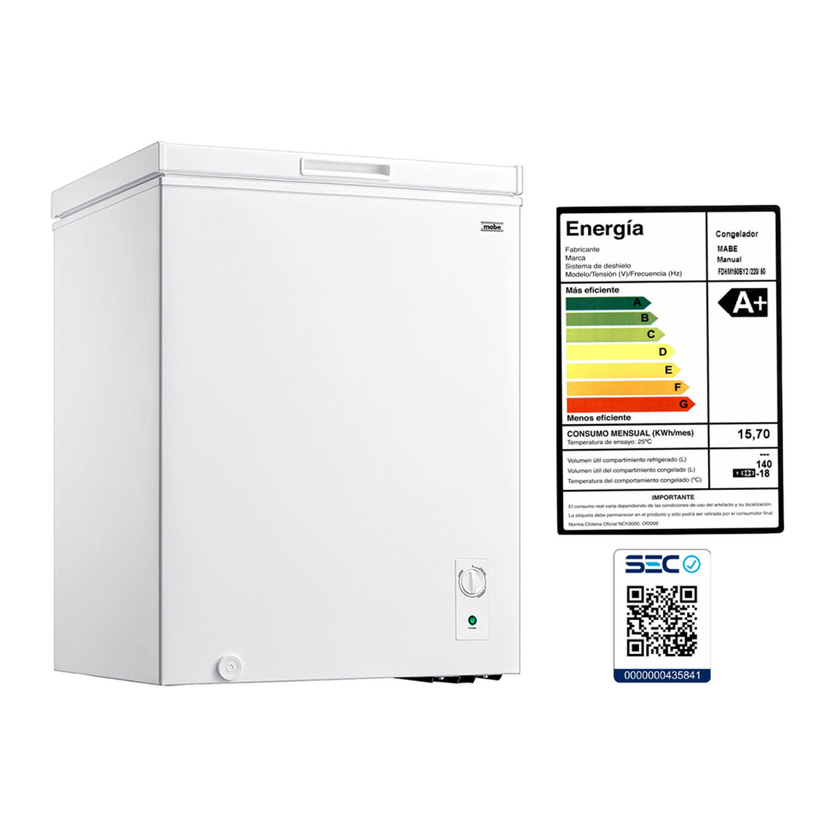 Congelador Freezer Horizontal Mabe FDHM150BY2 142 lts.