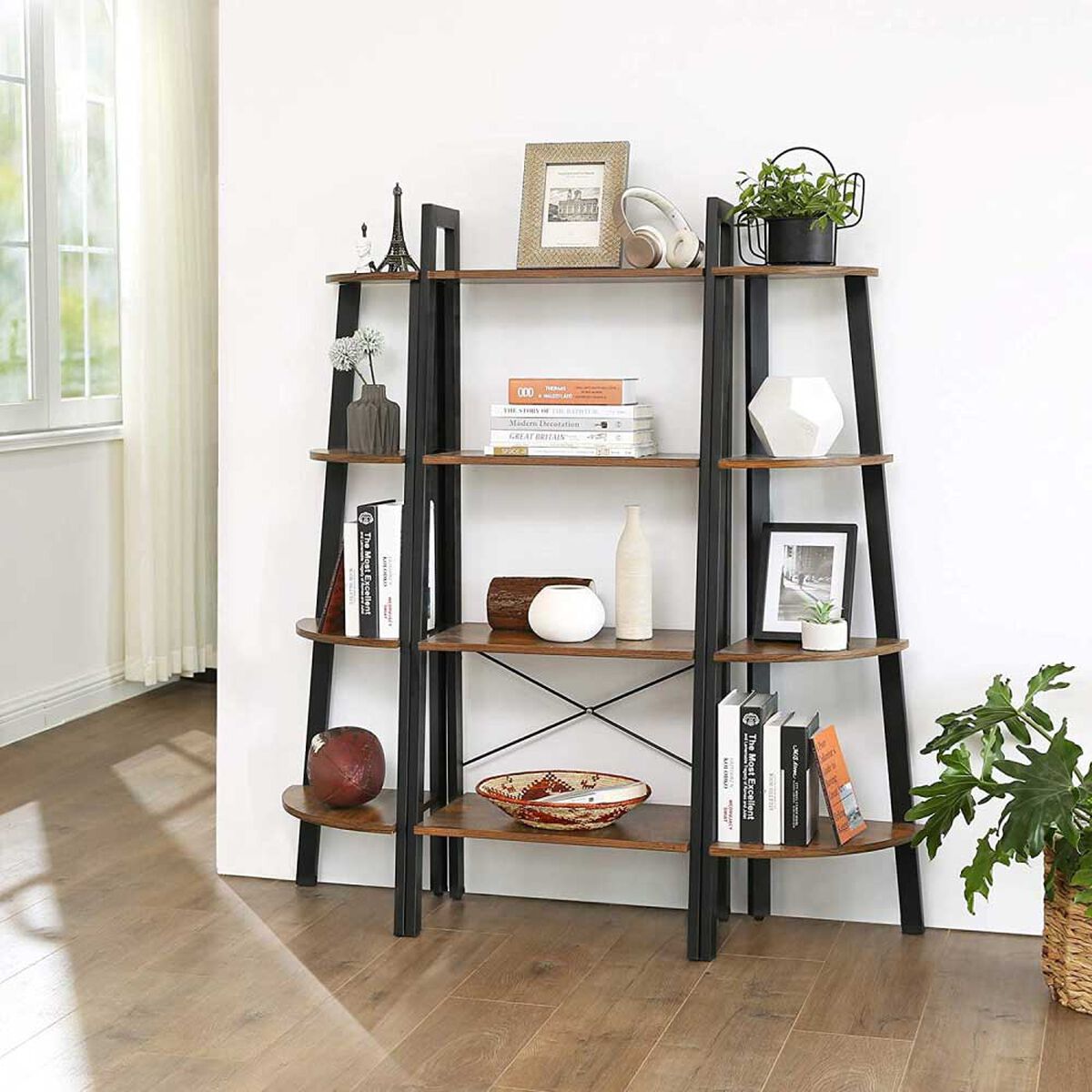 Repisa Esquinera Fm Furniture Metalwood Colection Marrón Rústico