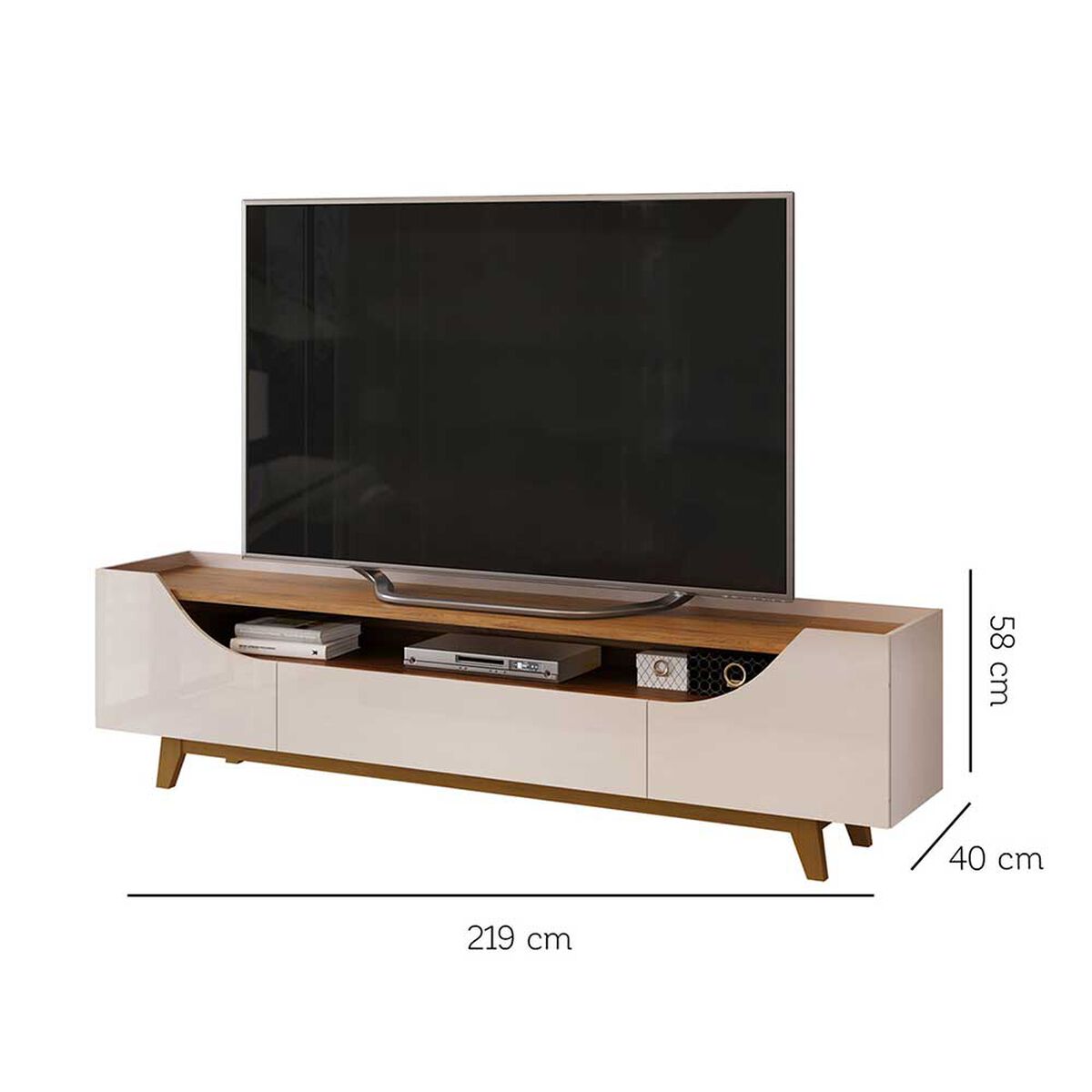 Rack TV Vekkahome Lotus Hasta 75" Beige Café