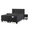 Cama Europea Flex Base Dividida King Black + Respaldo Royal + 2 Veladores Rover