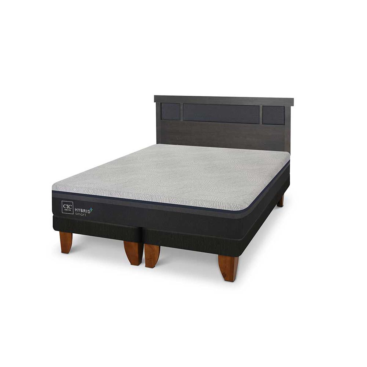 Cama Europea CIC Base Dividida 2 Plazas Hybrid Plus Infinity + Respaldo Dublin