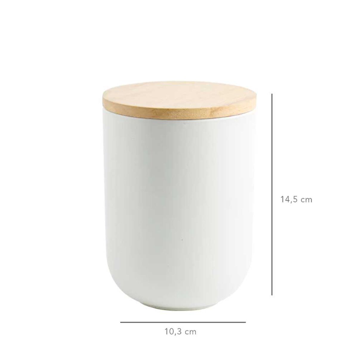 Contenedor Cerámica Hermético Tapa Madera Simplit M Blanco