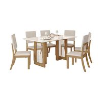 Juego de Comedor Home Mobili June 6 Sillas Blanco Off Rústico