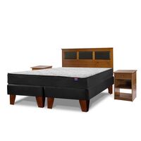 Cama Europea Flex Base Dividida 2 Plazas Therapedic Plus + Respaldo + 2 Veladores Toscana
