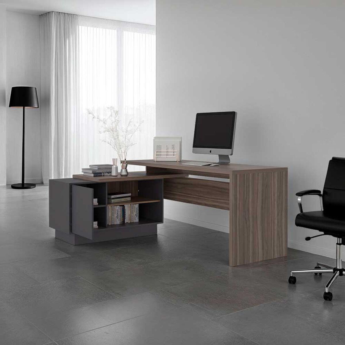 Escritorio Tuhome Office Avellana Plomo