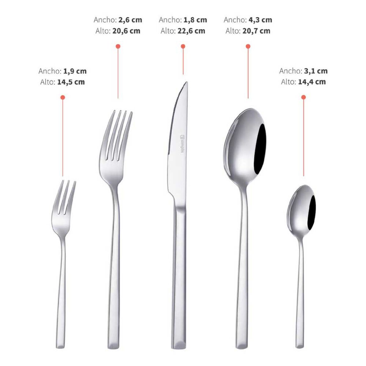 Set de Cuchillería Simplit Sicilia 30 Piezas Blanco