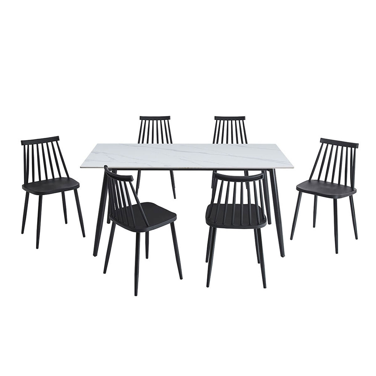 Juego de Comedor Vekkahome Gala Lune 6 Sillas Blanco Negro