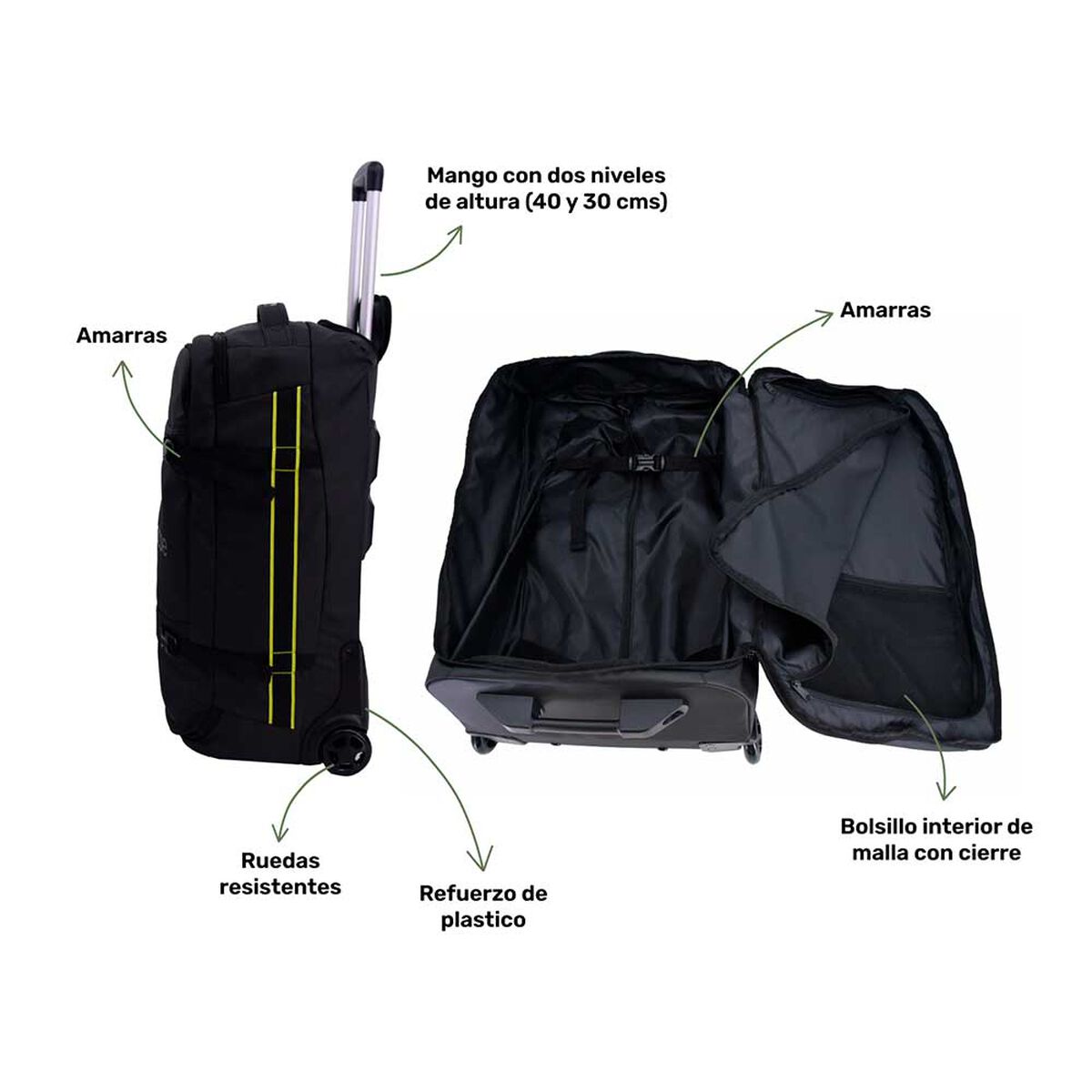 Maleta Bolso Trolly Outdoor Roadtrip 70Lts Black Lhotse
