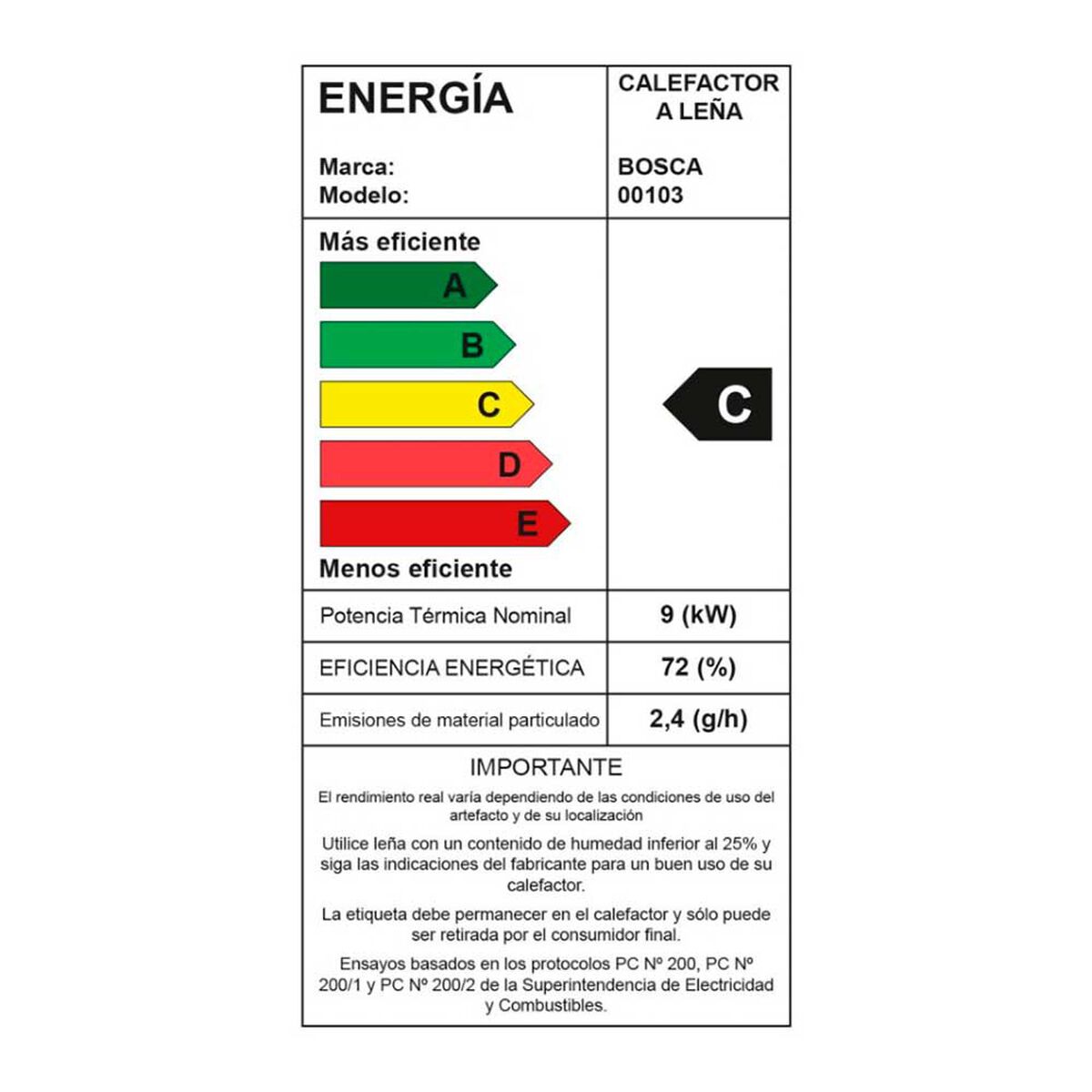 Calefactor Bosca Eco Charcoal 9,4 kW