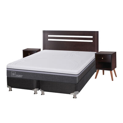 Imagen 2 del producto Box Spring CIC Base Dividida 2 Plazas Ortopedic Advance + Respaldo + 2 Veladores New munich