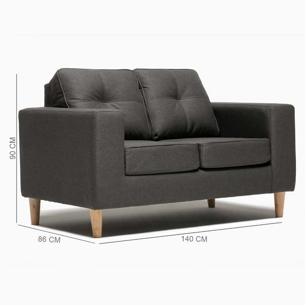 Sofá Kea Infinity Tela 2 Cuerpos Gris
