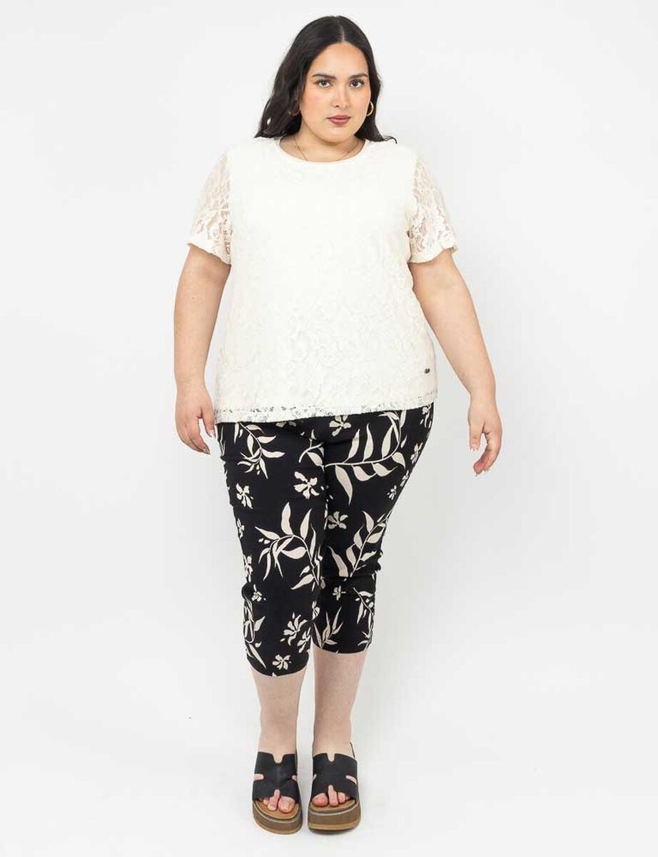 Polera Encaje Manga Corta Mujer Extralindas