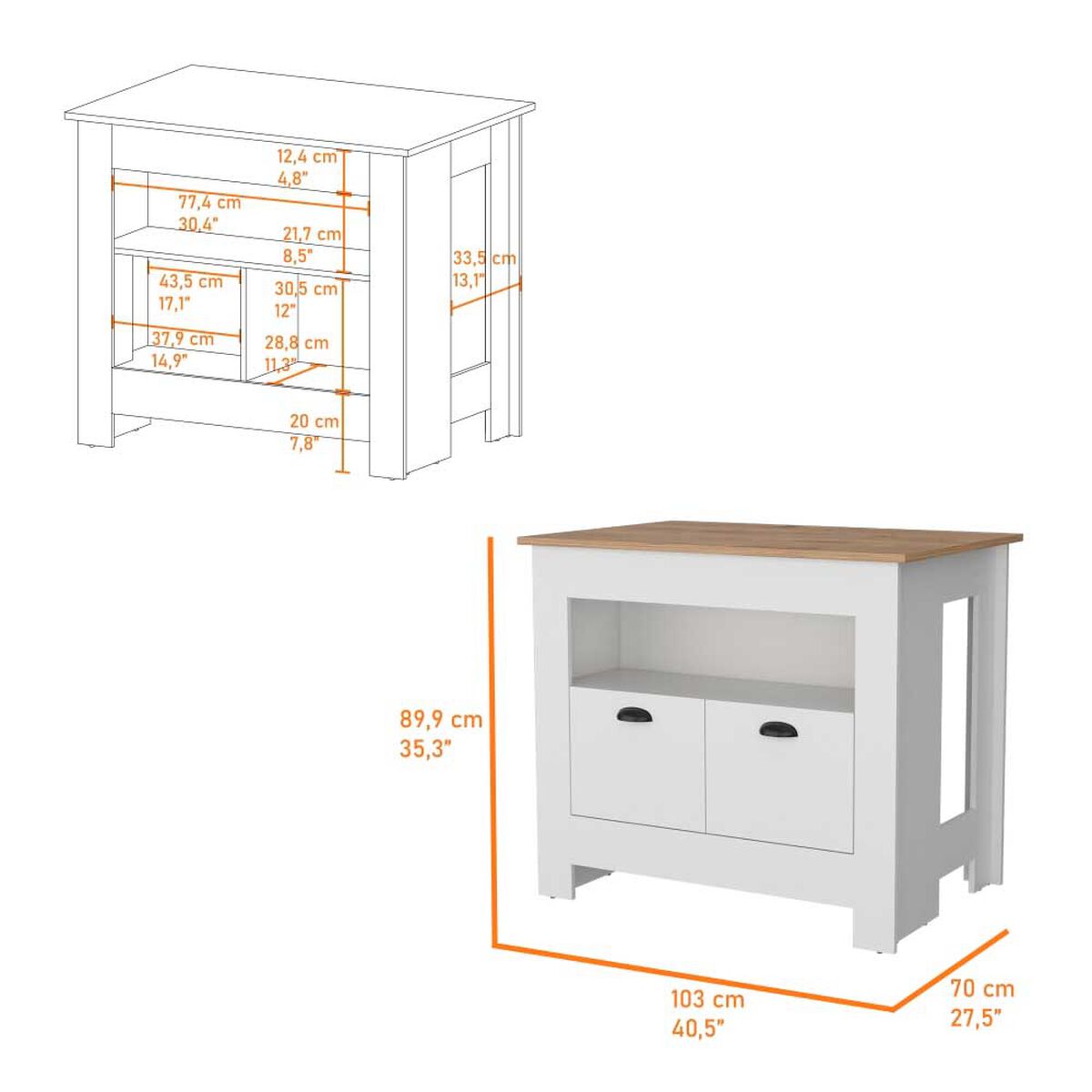 Isla de Cocina TuHome Arlet 2 Puertas Blanco