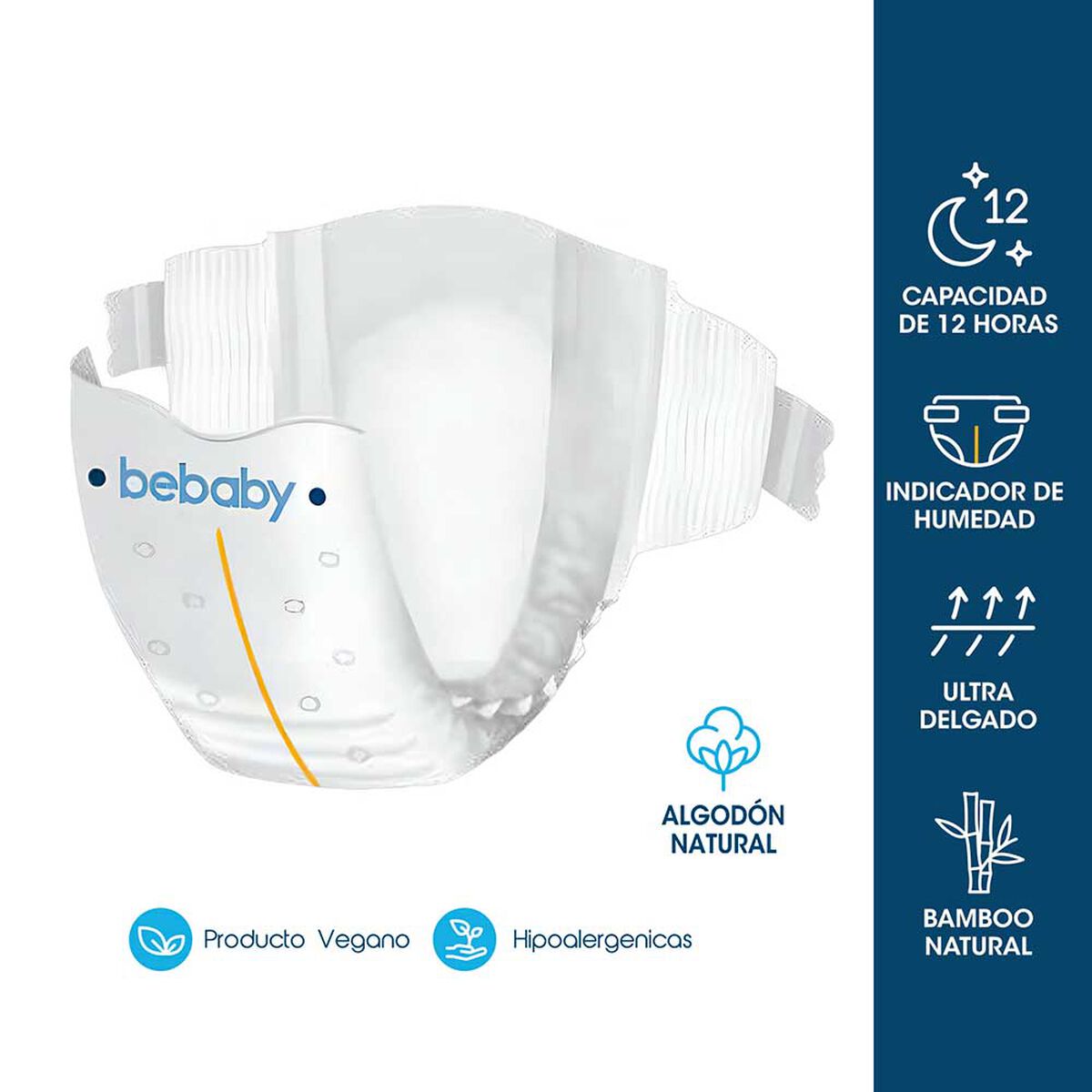 Pañales BeBaby Premium By Bebesit XXG 56u Hipoalergénico