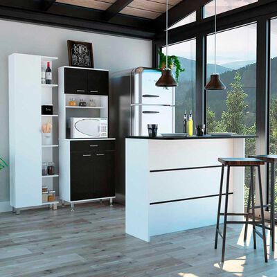 TUHOME Combo Mueble Microondas + Barra de Cocina + Optimizador TuHome Kitchen Wenge Blanco