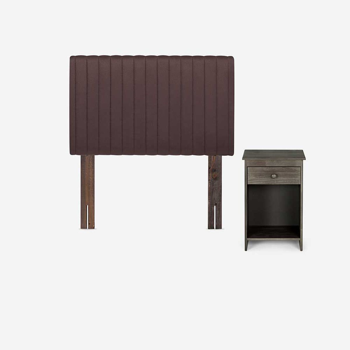 Cama Europea Rosen 1,5 Plazas New Style 4 + Respaldo + Velador Caf&eacute;