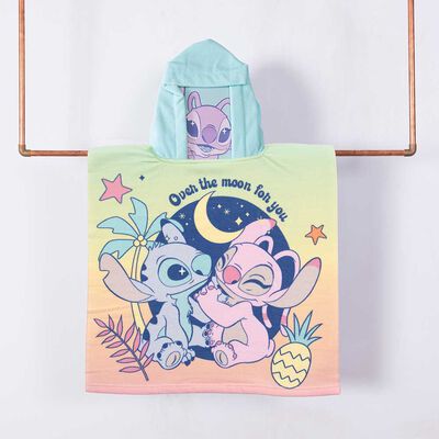 Toalla de Playa con Capucha Infantil Disney Moon Stitch 60 x 120 cm