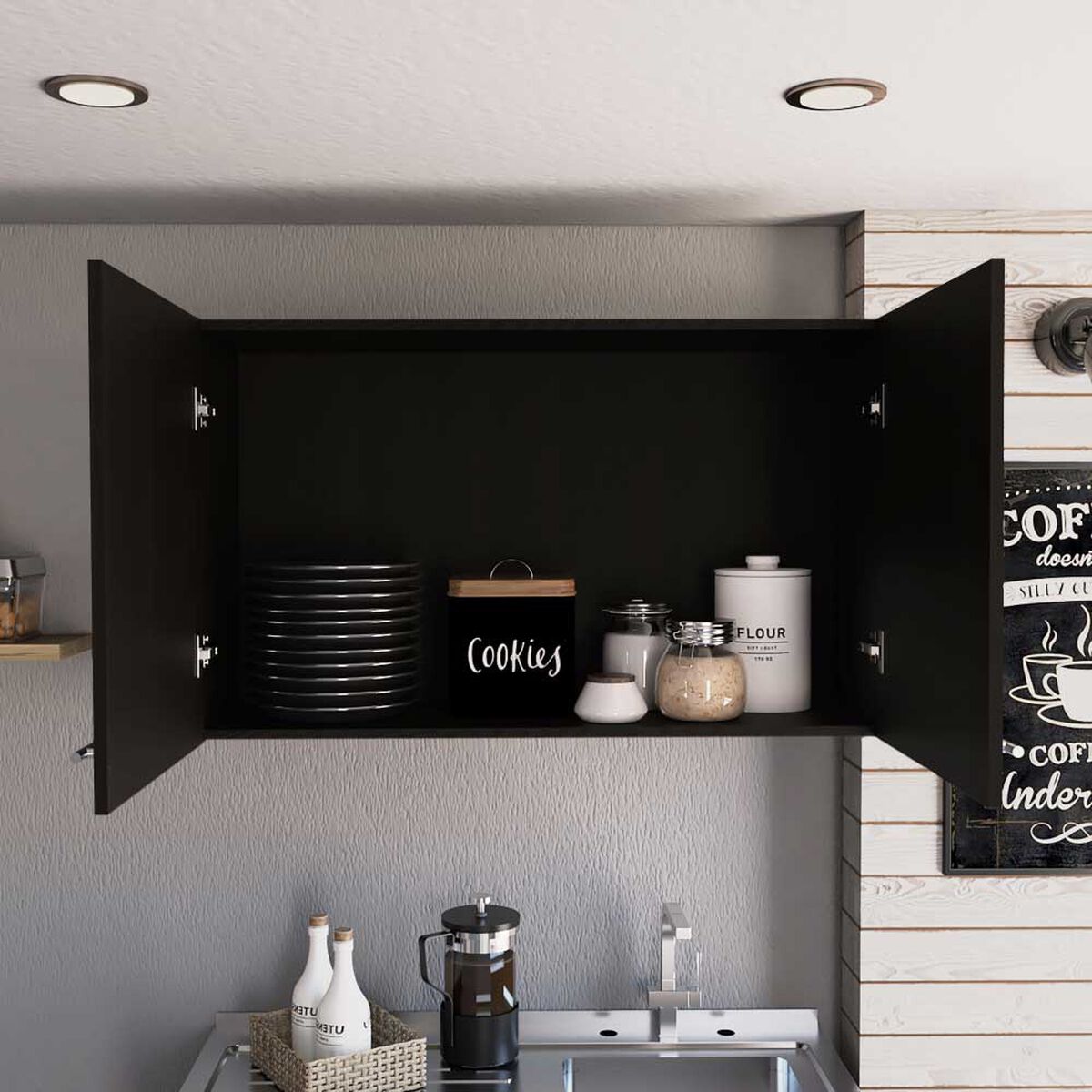Mueble de Cocina Aéreo TuHome Manchester Wengue 2 Puertas