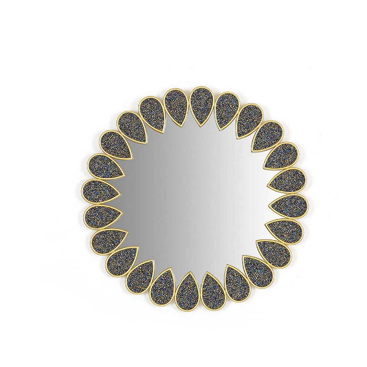 Espejo Decorativo Redondo Ankara Gotas de Metal Negro
