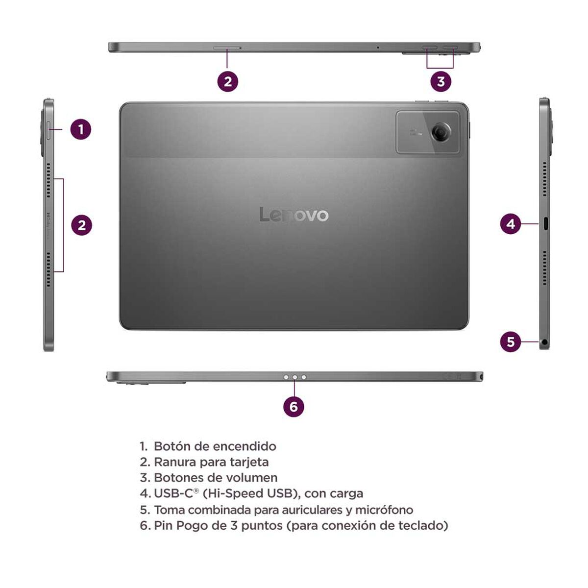 Tablet Lenovo ZAFR0125CL MediaTek Dimensity 6300 (8C, 2x A76 @2.4 GHz + 6x A55@2.0 GHz) 8GB 128GB Gris