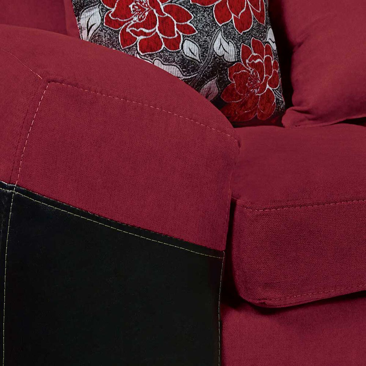 Juego de Living Elegant Detail Houston Sofá 3 Cuerpos + Dos Sitiales Rojo