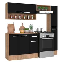 Mueble de Cocina Vekkahome Madri 1 Cajón 7 Puertas Negro Café