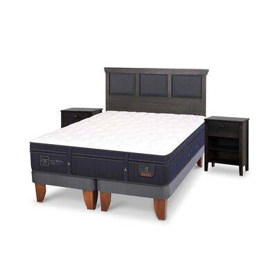Imagen 2 del producto Cama Europea CIC Base Dividida 2 Plazas Súper Premium + Respaldo + 2 Veladores Torino