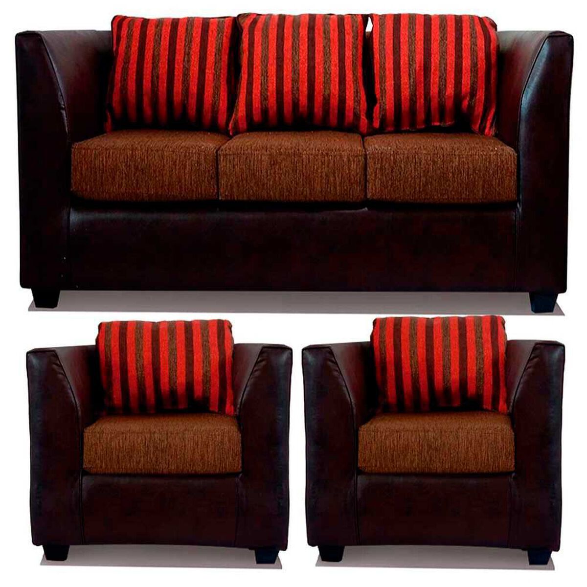 Juego de Living Elegant Detail Valentino Sof&aacute; 3 Cuerpos + Dos Sillones 1 Cuerpo Caf&eacute;