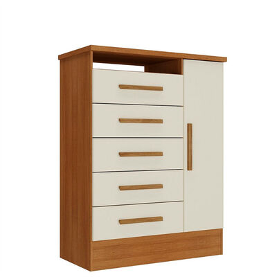 Cómoda Altavision Aurora Off 5 Cajones 1 Cajón Café Blanco