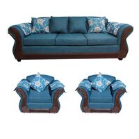 Juego de Living Almore Irlanda Sofá 3 Cuerpos + Dos Sillones 1 Cuerpo Azul